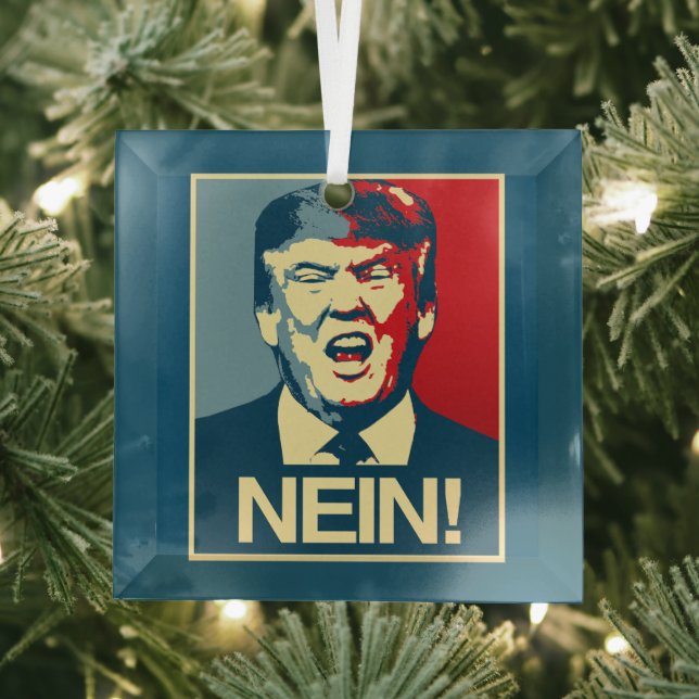 NEIN - Anti-Trump Poster - Anti-Trump - Glass Tree Decoration (Insitu)