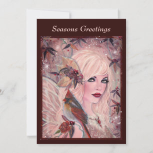 Neira Fairy with cardinal By Renee Lavoie Holiday Card