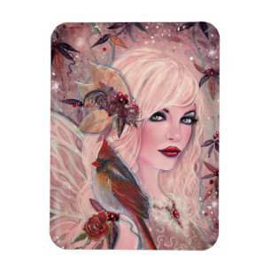 Neira Fairy with cardinal By Renee Lavoie Magnet
