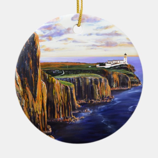 Neist Point - Isle of Skye Ceramic Tree Decoration (Front)