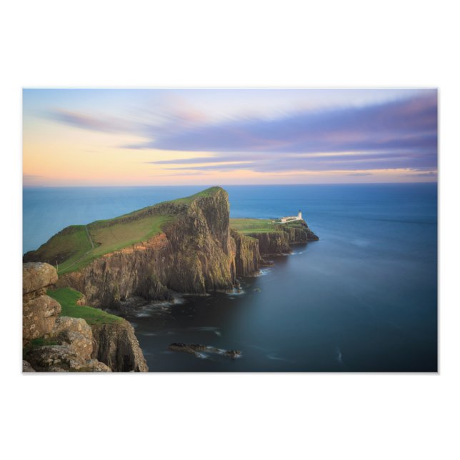 Neist point lighthouse on Skye at sunset Photo Print (Front)