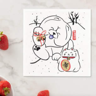 NEKO and INU Chow and cat holiday Napkin