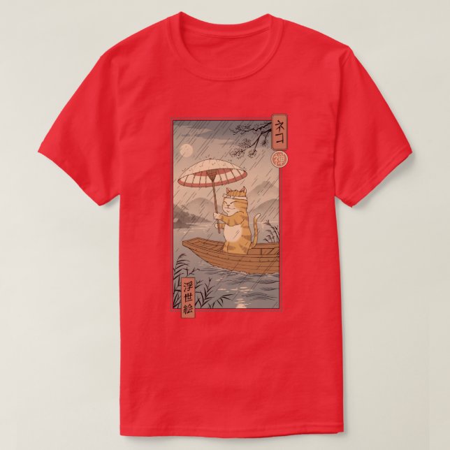 Neko Boat in Edo  T-Shirt (Design Front)