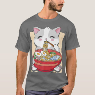 Neko Cute Japanese Anime Ramen Cat  T-Shirt