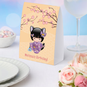 Neko Kokeshi Cat Ears Geisha Girl Yellow