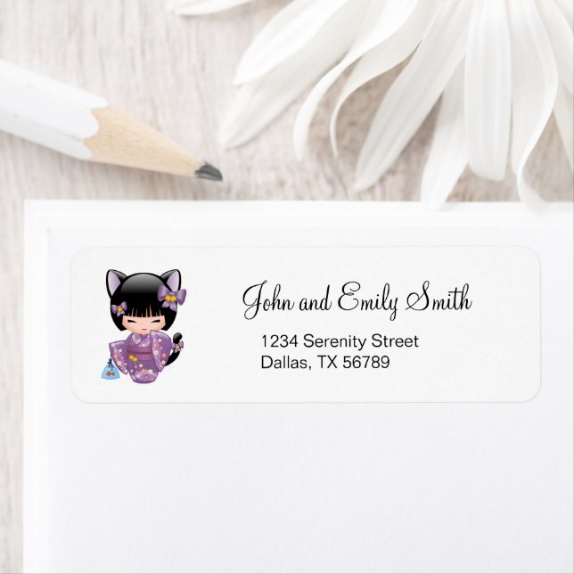 Neko Kokeshi Doll - Cat Ears Geisha Girl (Insitu)