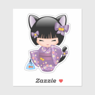 Neko Kokeshi Doll - Cat Ears Geisha Girl