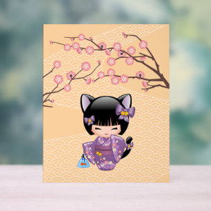 Neko Kokeshi Doll - Cat Ears Geisha Girl Acrylic Sign