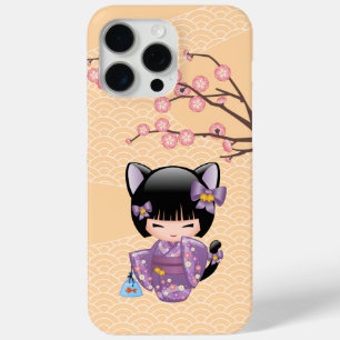 Neko Kokeshi Doll - Cat Ears Geisha Girl iPhone 15 Pro Max Case