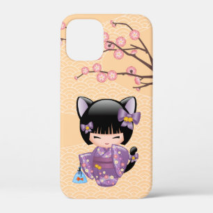 Neko Kokeshi Doll - Cat Ears Geisha Girl iPhone 12 Mini Case