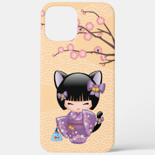 Neko Kokeshi Doll - Cat Ears Geisha Girl iPhone 12 Pro Max Case