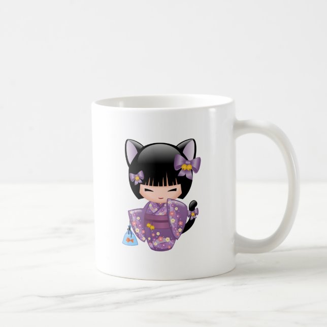 Neko Kokeshi Doll - Cat Ears Geisha Girl Coffee Mug (Right)