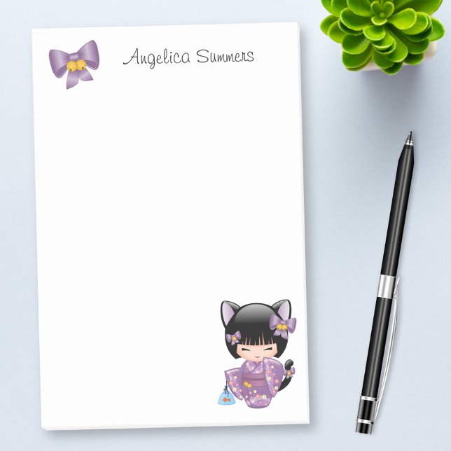 Neko Kokeshi Doll - Cat Ears Geisha Girl Post-it Notes (Creator Uploaded)