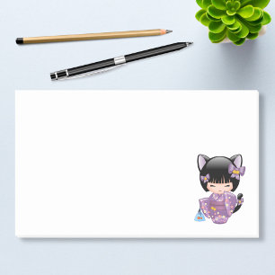Neko Kokeshi Doll - Cat Ears Geisha Girl Post-it Notes