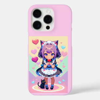 Neko maid anime pixel style iPhone 16 pro case