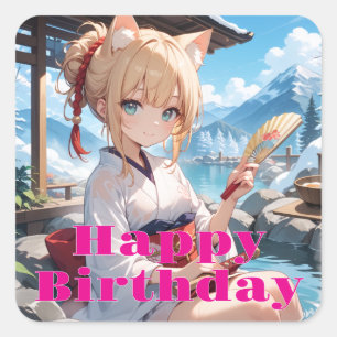 Neko Mimi Musume from Hot Springs Square Sticker