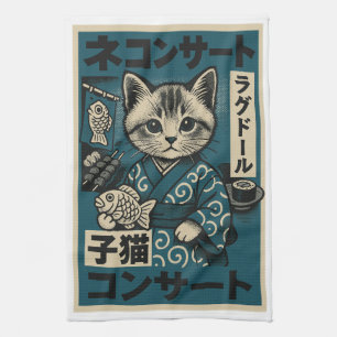 Neko Noodle Nights Tea Towel