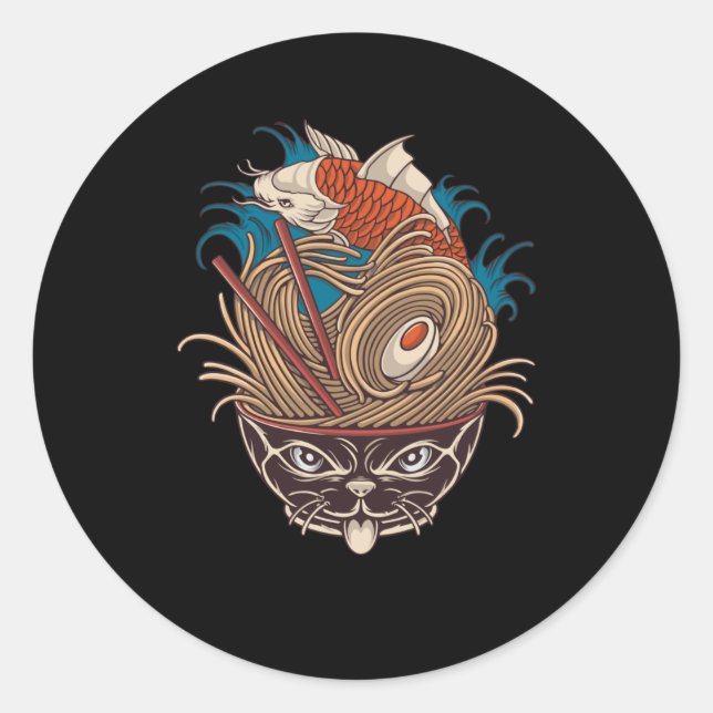 Neko Ramen Classic Round Sticker (Front)