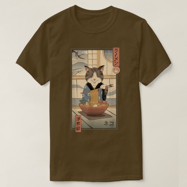 Neko Ramen Ukiyo-e  T-Shirt (Design Front)