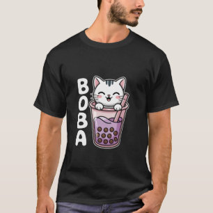 Neko White Cute Cat Bubble Tea Boba Tea T-Shirt
