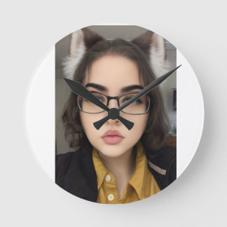 Neko Wolf Cookies Round Clock