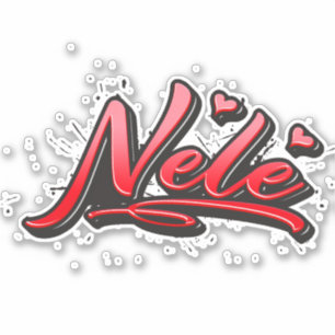 Nele red Heart Graffiti Sticker