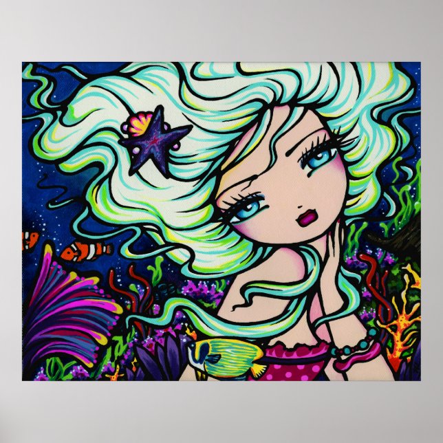 Nelli Mermaid Tropical Fantasy Art Poster (Front)