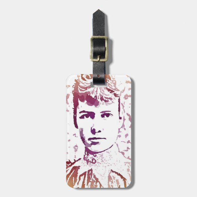 Nellie Bly Pop Art Portrait Luggage Tag (Front Vertical)