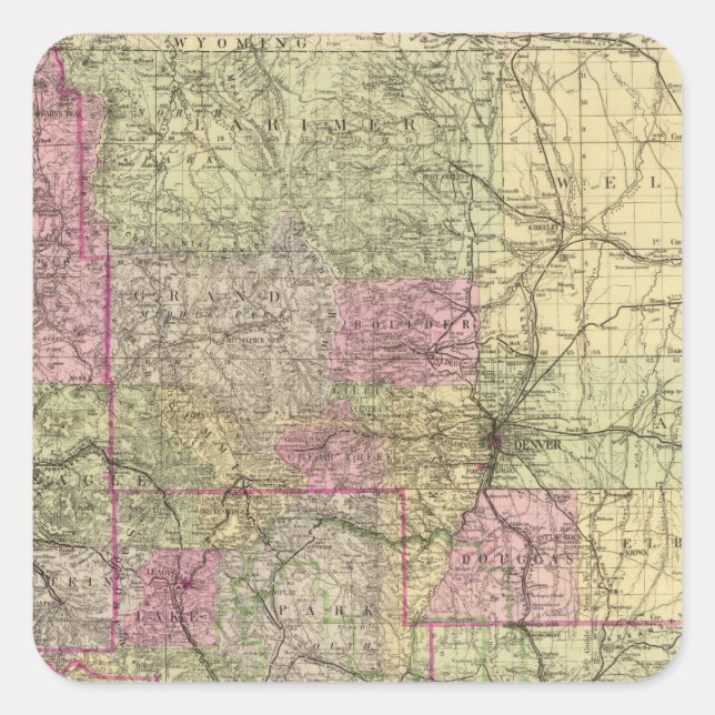 Nell's Topographical Map of Colorado Square Sticker (Front)