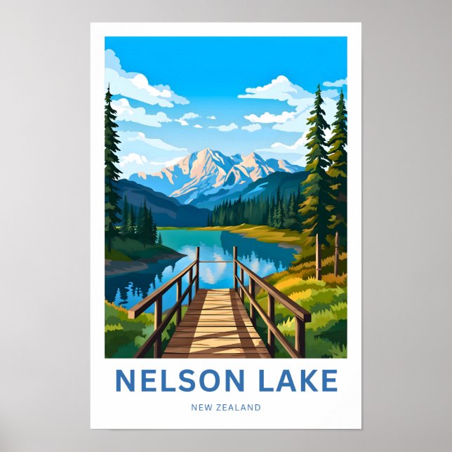 Nelson Lake New Zealand Travel Poster (Front)