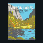 Nelson Lakes National Park New Zealand Vintage Postcard<br><div class="desc">Nelson Lakes vector artwork design. The park is in the South Island of New Zealand,  at the northern end of the Southern Alps.</div>