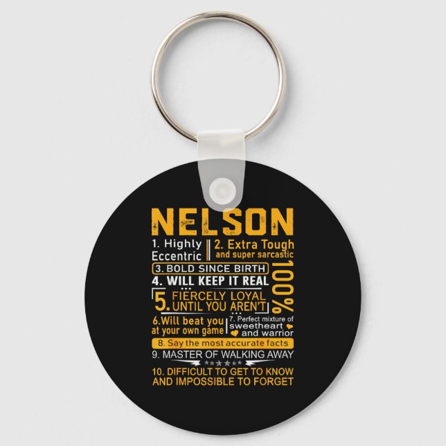 Nelson Name Shirt D Nelson Last Name  Key Ring (Front)