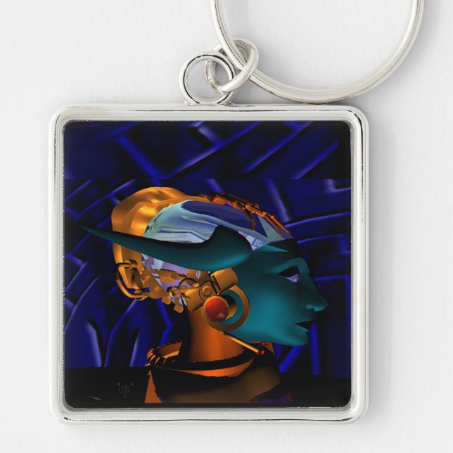 NEMES / HYPER ANDROID Science Fiction Blue Metal Key Ring (Front)