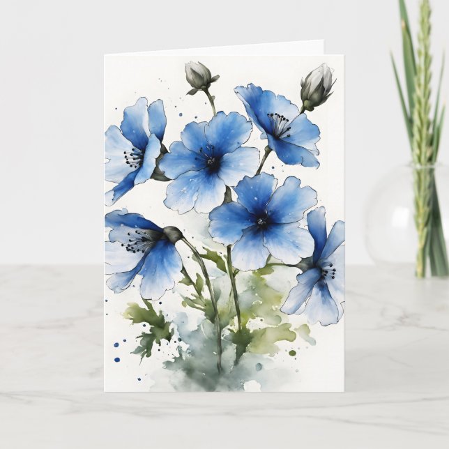 Nemophila - Watercolor flowers Card (Front)