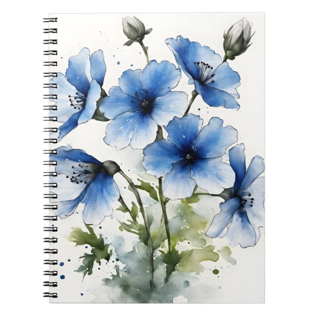 Nemophila - Watercolor flowers Notebook (Front)