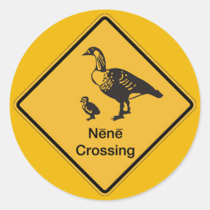 Nene Crossing, Traffic Warning Sign, Hawaii, USA Classic Round Sticker