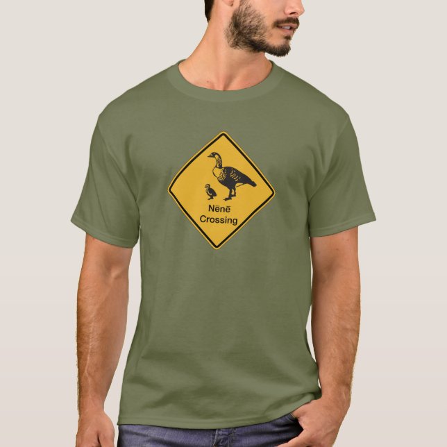 Nene Crossing, Traffic Warning Sign, Hawaii, USA T-Shirt (Front)