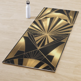 Neo Art Deco Black Gold Geometric Gatsby  Yoga Mat
