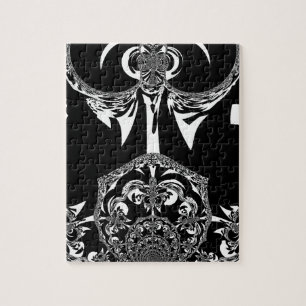 Neo-Baroque Noir Abstract Minimalist Designer Blac Jigsaw Puzzle