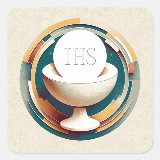 Neo-Conceptualist Communion Host and Chalice Square Sticker (Front)