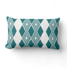 Neo-Deco Diamond Grid Teal Geometric Pillow