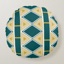 Neo-Deco Triangle Grid Round Pillow