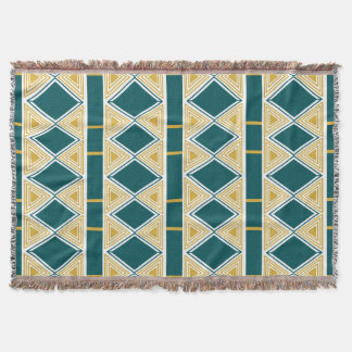 Neo-Deco Triangle Grid Teal Throw Blanket