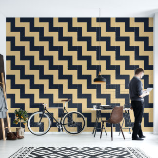 Neo-Deco Triangle Grid Teal Wallpaper