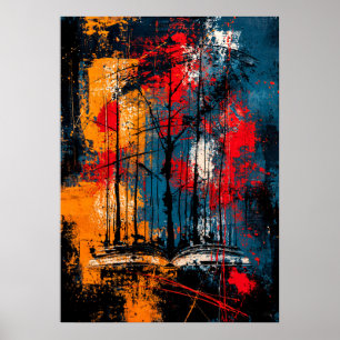 Neo Expressionist Forest of Words Book Lover Art Poster