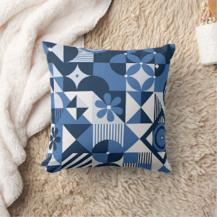 Neo geo design with elegant blue colours design cushion