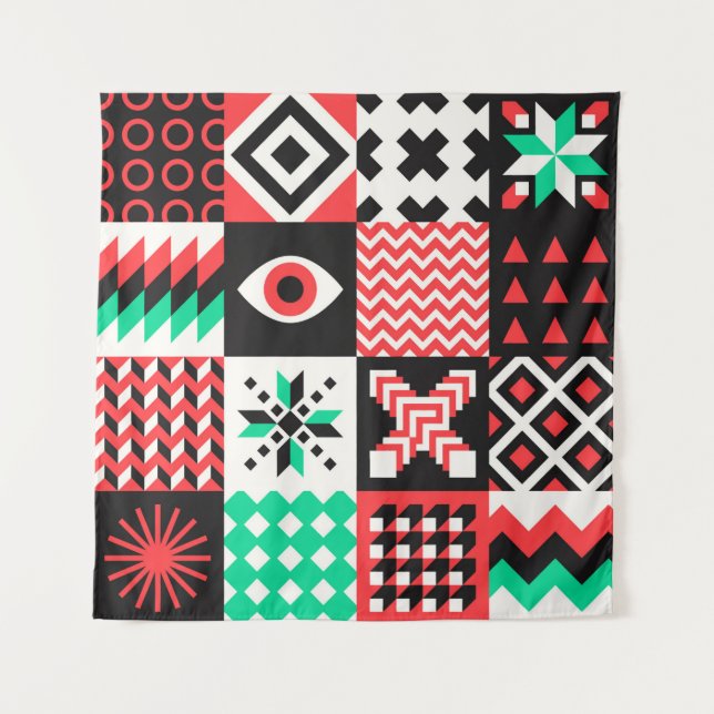 NEO GEO. Geometry pattern graphic design Tapestry (Front)