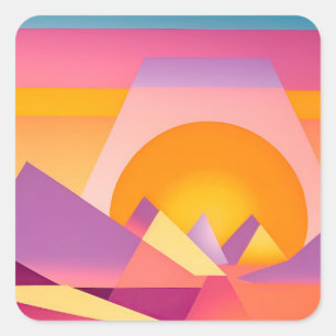NEO GEO SUNSET LANDSCAPE SQUARE STICKER