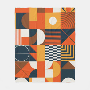 Neo geo: vintage abstract composition fleece blanket