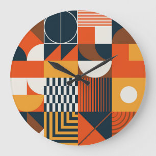 Neo geo: vintage abstract composition large clock